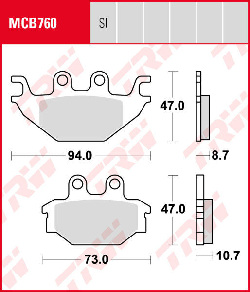 Adly (Her Chee) 320 Hurricane S Flat (Herkules), Bj. 07-, Bremsbeläge vorne, TRW Lucas MCB760SI, Sinter Offroad