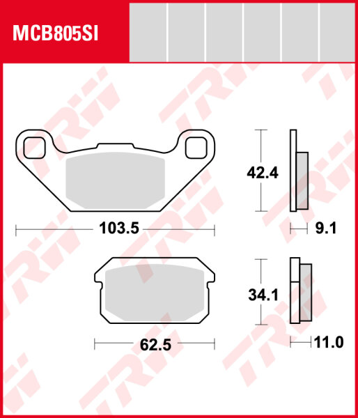 Adly (Her Chee) 320 Hurricane S Flat (Herkules), Bj. 07-, Bremsbeläge hinten, TRW Lucas MCB805SI, Sinter Offroad