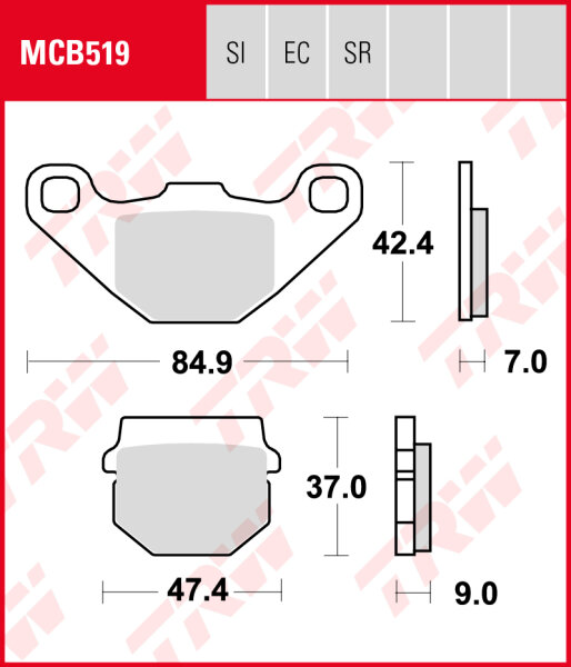 Aprilia SX 125 ABS, Bj. 18-, Bremsbeläge hinten, TRW Lucas MCB519, Organic Allround