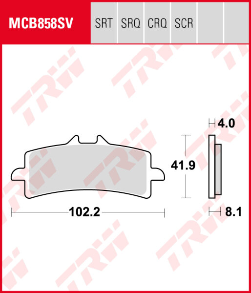 Aprilia RSV4 1000 RF ABS, Bj. 17-, KE, Bremsbeläge vorne, TRW Lucas MCB858SV, Sinter Street