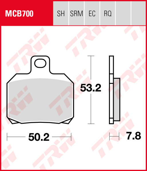 Bimota DB9 1200 Brivido, C, S, Bj. 12-17, Bremsbeläge hinten, TRW Lucas MCB700, Organic Allround
