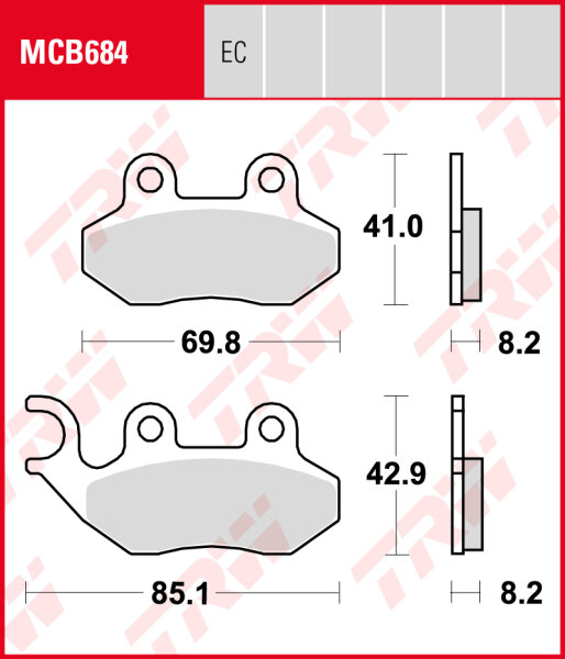 Cagiva 125 Stella, Bj. 97-, Bremsbeläge vorne, TRW Lucas MCB684, Organic Allround