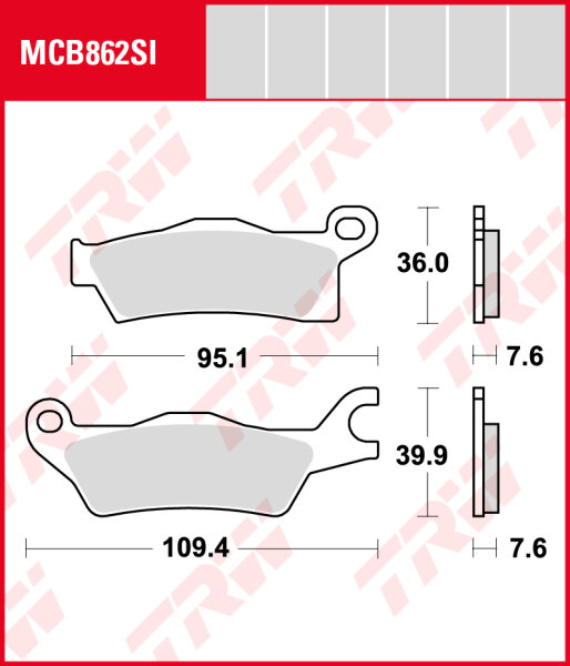 Can-Am 900 X3 Max Turbo, Max Turbo R, Bj. 18-, Bremsbeläge hinten, TRW Lucas MCB862SI, Sinter Offroad