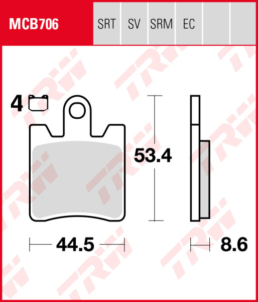 Daelim QL 125 Steezer i.e, S.i.e.ABS, Bj. 15-, Bremsbeläge vorne, TRW Lucas MCB706, Organic Allround