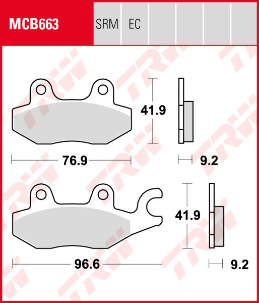 Daelim QL 125 Steezer i.e, S.i.e.ABS, Bj. 15-, Bremsbeläge hinten, TRW Lucas MCB663, Organic Allround