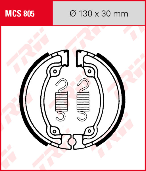 Derbi DFW 50, Bj. 04-07, Bremsbeläge hinten, TRW Lucas MCS805 Bremsbacken