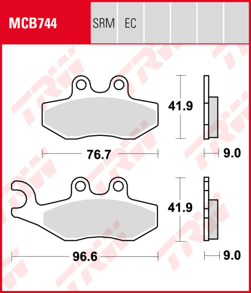 Derbi 125 Boulevard 4 T (Hengtong Bremse), Bj. 08-, M57, Bremsbeläge vorne, TRW Lucas MCB744, Organic Allround