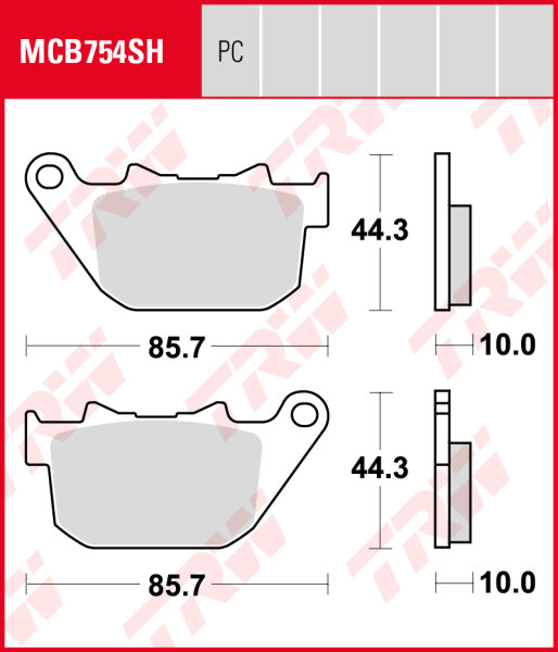 Harley-Davidson XL 883 L Low Sportster, Bj. 06-10, XL2, Bremsbeläge hinten, TRW Lucas MCB754SH, Sinter Street