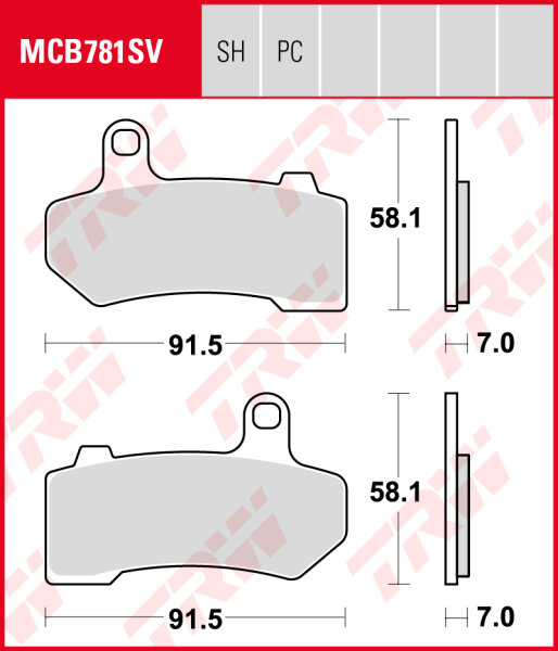 Harley-Davidson VRSCA 1130 V-Rod V-Rod, Bj. 06-07, VR1, Bremsbeläge hinten, TRW Lucas MCB781SH, Sinter Street