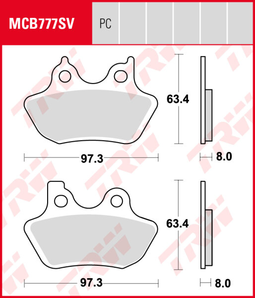 Harley-Davidson FLSTF/I 1450 Fat Boy Softail, Bj. 00-06, FS2, Bremsbeläge vorne, TRW Lucas MCB777SV, Sinter Street