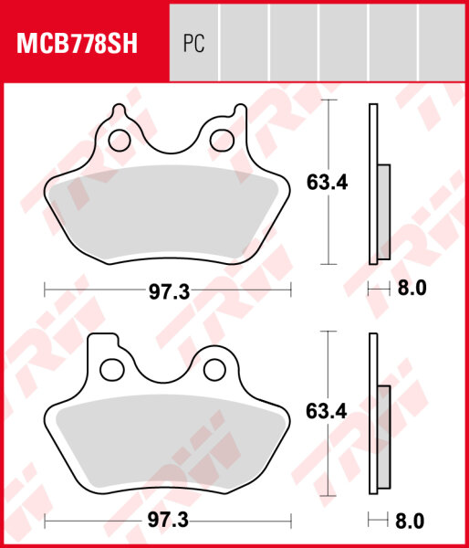 Harley-Davidson FXDL 1584 Dyna Low Rider Dyna, Bj. 06-07, Bremsbeläge hinten, TRW Lucas MCB778SH, Sinter Street
