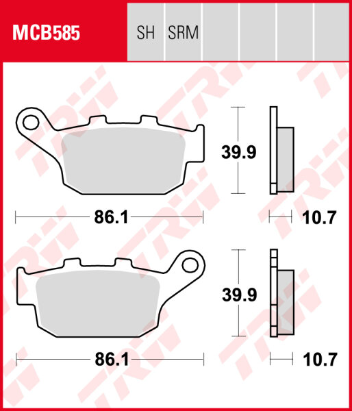 Honda CBR 250 R, RR, Bj. 88-94, MC19/MC22, Bremsbeläge hinten, TRW Lucas MCB585, Organic Allround