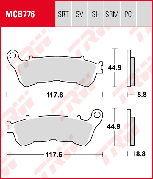 Honda PS 250 Ruckus, Bj. 05-06, MF09, Bremsbeläge vorne, TRW Lucas MCB776SRM, Sinter Maxi Scooter