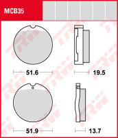 Honda CB 350 F, F1, Bj. 73-76, CB350F, Bremsbeläge vorne, TRW Lucas MCB35, Organic Allround