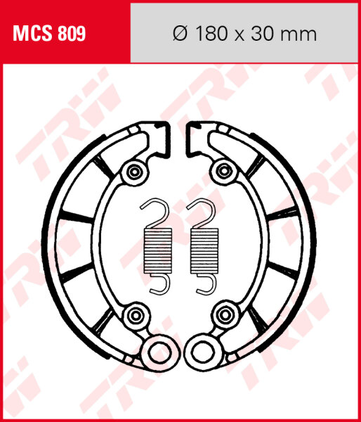 Honda CB 500, F, Bj. 70-77, CB500, Bremsbeläge hinten, TRW Lucas MCS809 Bremsbacken