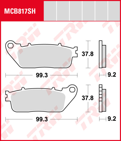 Honda CB 1000 R, Bj. 08-16, SC60, Bremsbeläge hinten, TRW Lucas MCB817SH, Sinter Street