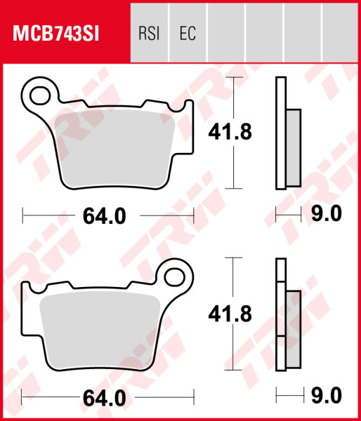 Husqvarna TX 125, Bj. 17-, Bremsbeläge hinten, TRW Lucas MCB743SI, Sinter Offroad