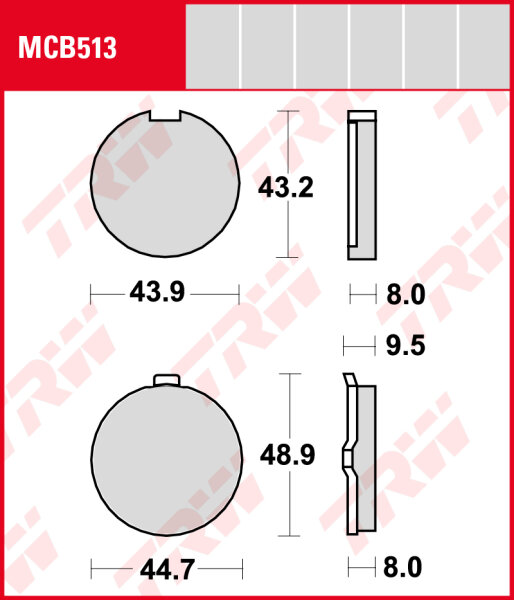 Hyosung GA 125 F, Bj. 00-06, Bremsbeläge vorne, TRW Lucas MCB513, Organic Allround