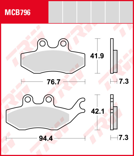 Italjet 250 Jupiter, Bj. 02-, JC, Bremsbeläge hinten, TRW Lucas MCB796, Organic Allround