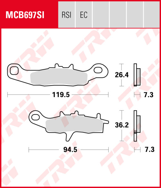 Kawasaki KX 100, Bj. 97-19, Bremsbeläge vorne, TRW Lucas MCB697SI, Sinter Offroad