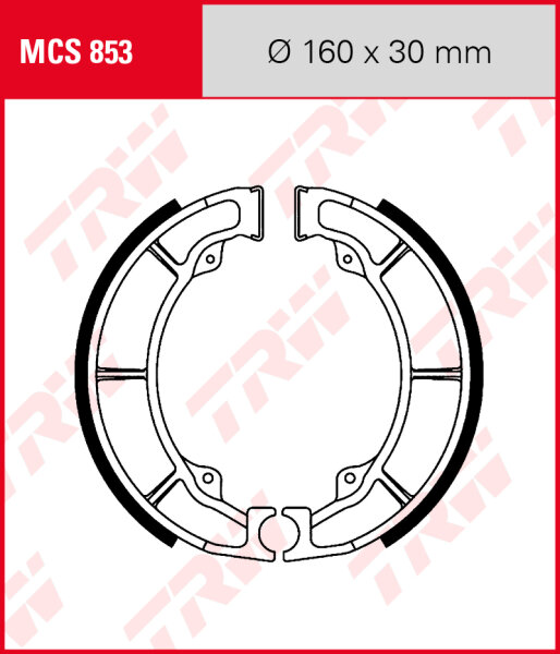 Kawasaki KLF 250 Bayou, Bj. 03-11, Bremsbeläge hinten, TRW Lucas MCS853 Bremsbacken