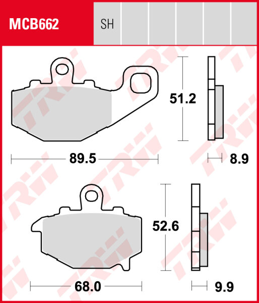 Kawasaki ZR 550 Zephyr, Bj. 93-95, ZR550B, Bremsbeläge hinten, TRW Lucas MCB662, Organic Allround