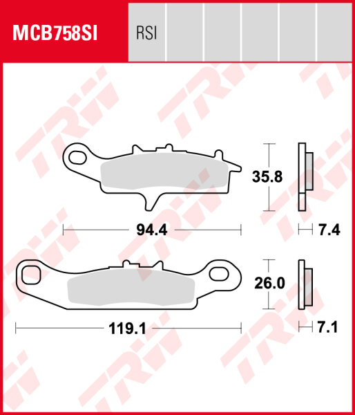 Kawasaki KVF 650 Prairie, Bj. 01-03, Bremsbeläge vorne,  RECHTE Seite, TRW Lucas MCB758SI, Sinter Offroad