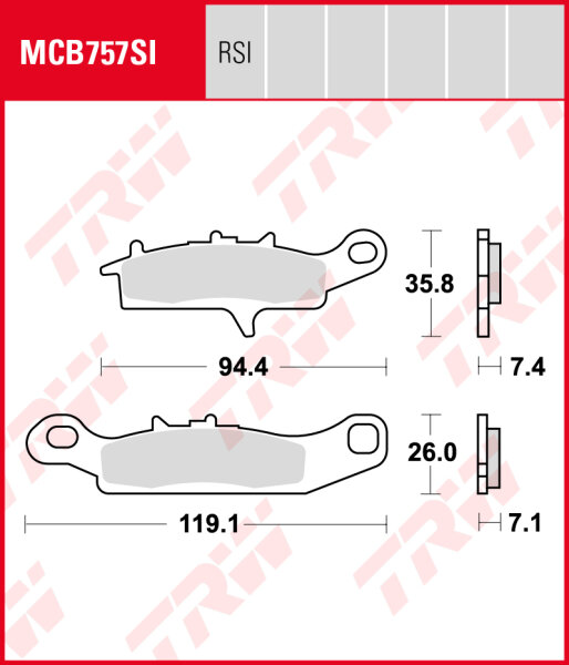 Kawasaki KVF 700 Prairie, Bj. 04-06, KVF700, Bremsbeläge vorne,  LINKE Seite, TRW Lucas MCB757SI, Sinter Offroad