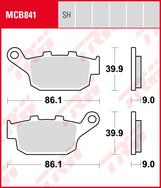 Kawasaki Z 800 e Version ABS, Bj. 13-17, ZR800C, Bremsbeläge hinten, TRW Lucas MCB841SH, Sinter Street
