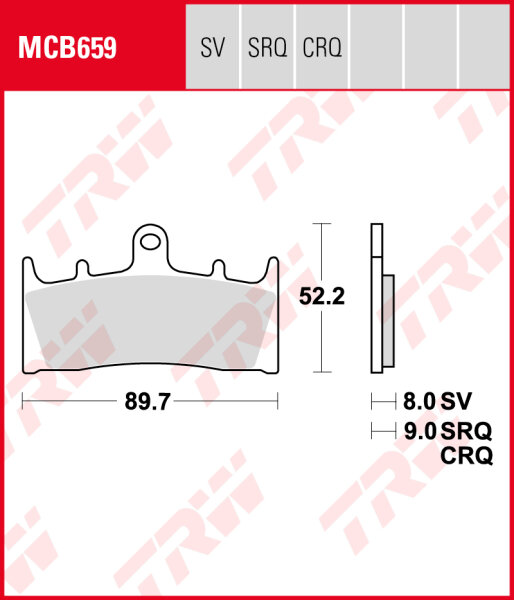 Kawasaki ZX-9R 900 Ninja, Bj. 00-01, ZX900E , Bremsbeläge vorne, TRW Lucas MCB659, Organic Allround