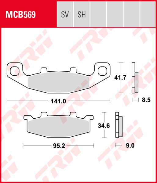 Kawasaki ZZR 1100, Bj. 90-92, ZXT10C, Bremsbeläge hinten,  TRW Lucas MCB569, Organic Allround