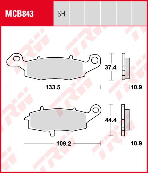 Kawasaki VN 1700 Classic Tourer ABS, Bj. 09-17, VNT70C, Bremsbeläge hinten, TRW Lucas MCB843, Organic Allround