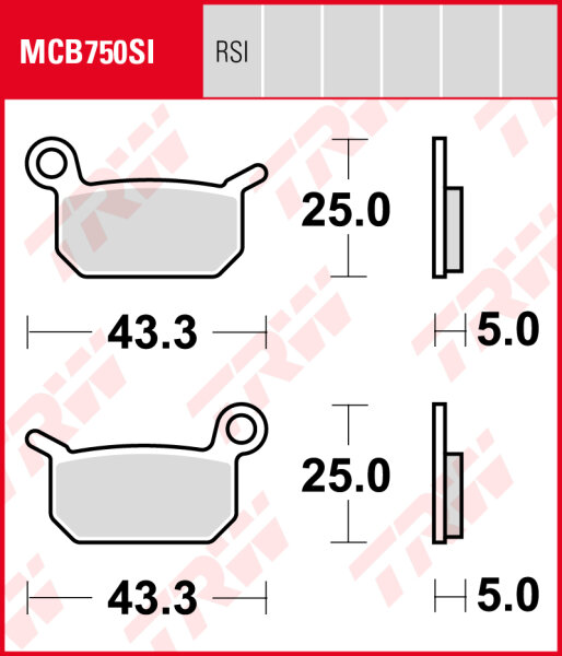 KTM SX 50 LC, Bj. 04-, Bremsbeläge hinten, TRW Lucas MCB750SI, Sinter Offroad