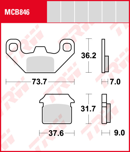 Lifan 125 Offroad, Bj. 07-, Bremsbeläge hinten, TRW Lucas MCB846, Organic Allround