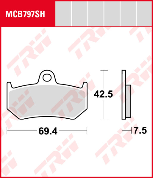 MV Agusta F4 1000 S (Nissin Bremse) , Bj. 04-, F4, Bremsbeläge hinten, TRW Lucas MCB797SH, Sinter Street