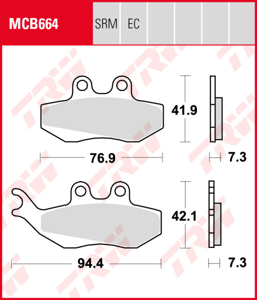 Piaggio SKR 125 Skipper ST 4T (Grimeca Bremse), Bj. 00-04, M21, Bremsbeläge vorne, TRW Lucas MCB664SRM, Sinter Maxi Scooter