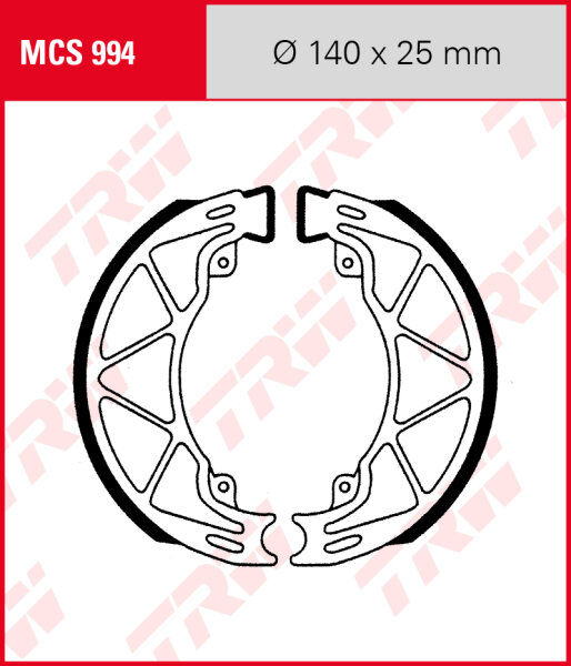 Piaggio 150 Liberty, Bj. 08-15, M22, Bremsbeläge hinten, TRW Lucas MCS994 Bremsbacken