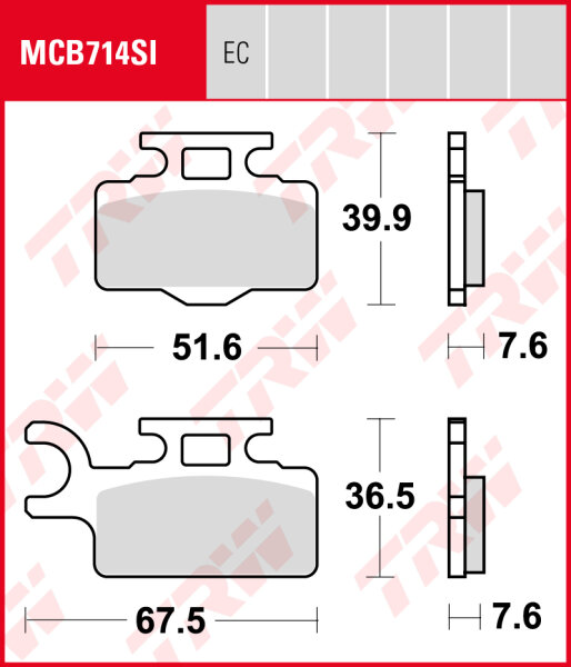 Suzuki RM 65, Bj. 03-, Bremsbeläge vorne, TRW Lucas MCB714SI, Sinter Offroad