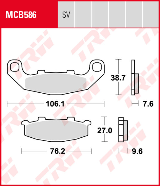 Suzuki RGV 250, Bj. 91-92, VJ22B, Bremsbeläge hinten, TRW Lucas MCB586, Organic Allround