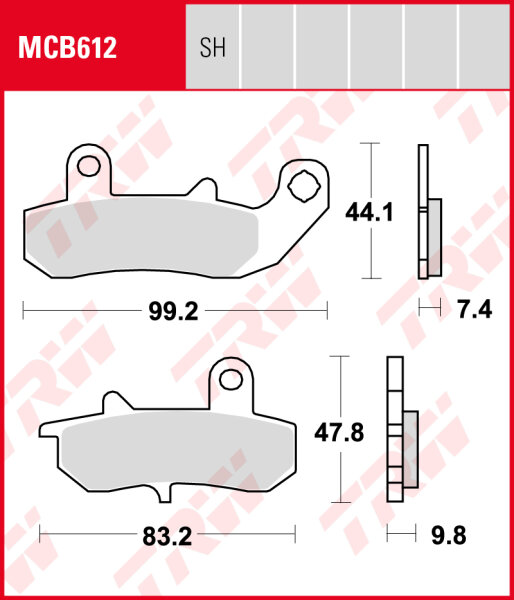 Suzuki DR 650 RSE, RSEU, Bj. 91-96, SP43B, Bremsbeläge hinten, TRW Lucas MCB612, Organic Allround