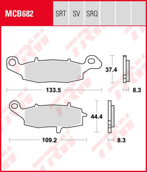 Suzuki SV 650 A, SA , Bj. 07-10, WVBY, Bremsbeläge vorne,  LINKE Seite, TRW Lucas MCB682, Organic Allround