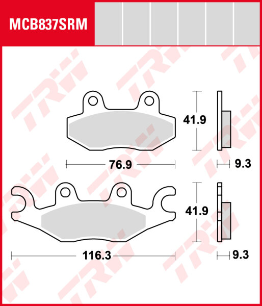TGB 125 X-Large, Bj. 11-, Bremsbeläge vorne, TRW Lucas MCB837SRM, Sinter Maxi Scooter
