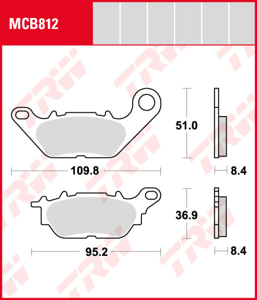 Yamaha 125 N-Max, Bj. 15-, Bremsbeläge hinten, TRW Lucas MCB812, Organic Allround