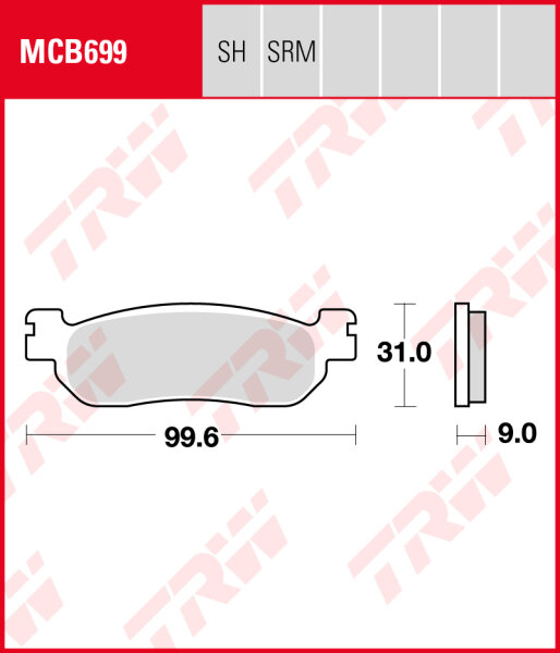 Yamaha YP 125 RA X-Max, Bj. 11-13, SE54, Bremsbeläge hinten, TRW Lucas MCB699SRM, Sinter Maxi Scooter