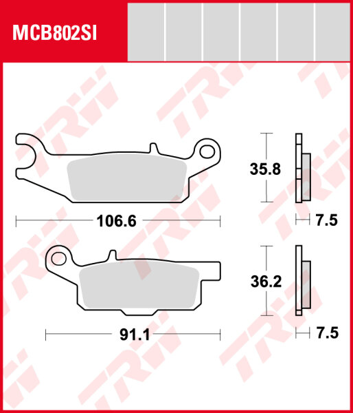 Yamaha YFM 250 Raptor, Bj. 08-, AG03/06, Bremsbeläge vorne,  RECHTE Seite, TRW Lucas MCB802SI, Sinter Offroad