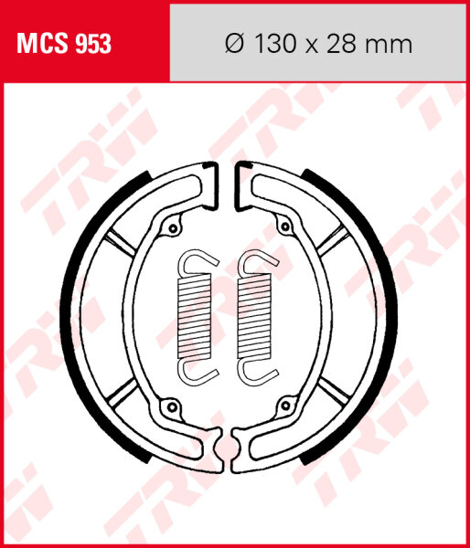 Yamaha YZ 250, Bj. 85-87, Bremsbeläge hinten, TRW Lucas MCS953 Bremsbacken