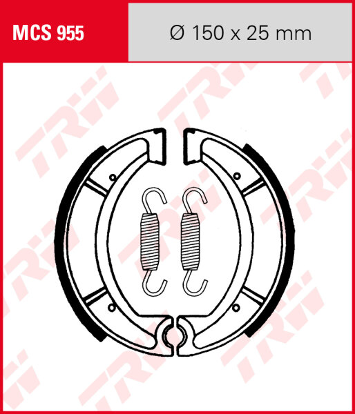 Yamaha YZ 490, Bj. 85-88, 57H/1LV/2HJ/2WH, Bremsbeläge hinten, TRW Lucas MCS955 Bremsbacken