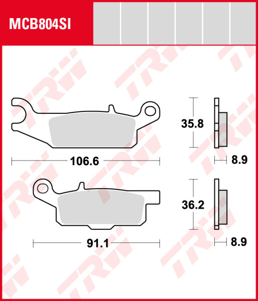 Yamaha YFM 550 Grizzly EPS, Bj. 12-, AJ53/54/58, Bremsbeläge hinten, RECHTE Seite,TRW Lucas MCB804SI, Sinter Offroad