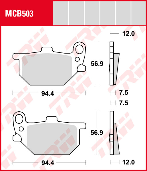 Yamaha XS 850, Bj. 81-, 4H1, Bremsbeläge vorne,  RECHTE Seite, TRW Lucas MCB503, Organic Allround