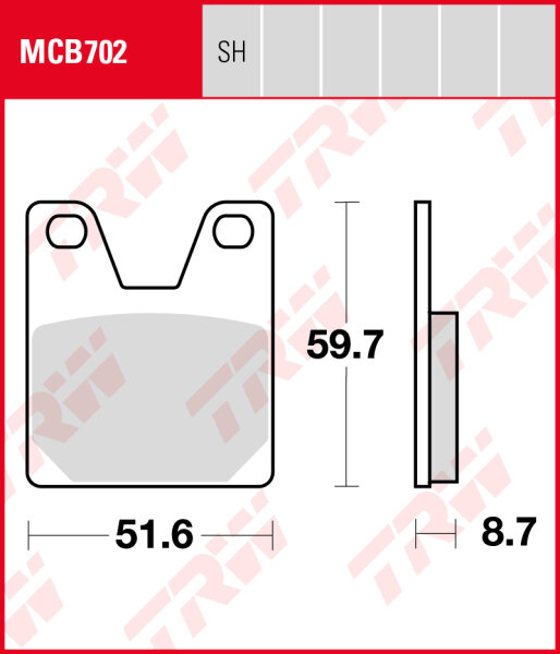 Yamaha YZF 1000 R1, Bj. 98-99, RN01, Bremsbeläge hinten, TRW Lucas MCB702, Organic Allround